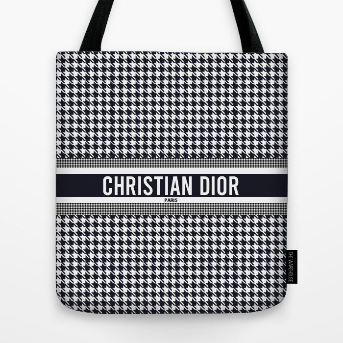 Christian dior checkered tote sale