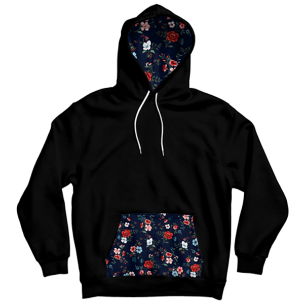 Floral Design Pocket Hoodie | TheWarehouse